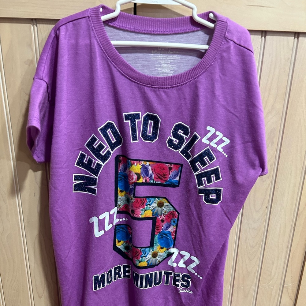 Justice girls purple sleep shirt